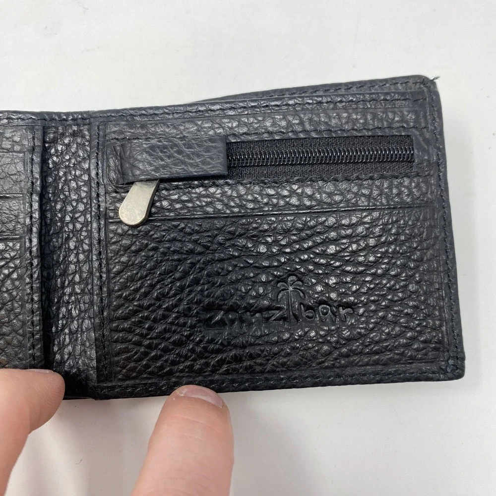 Zanzibar‎ Bifold Mens Wallet Slim Minimalist Black Faux Leather